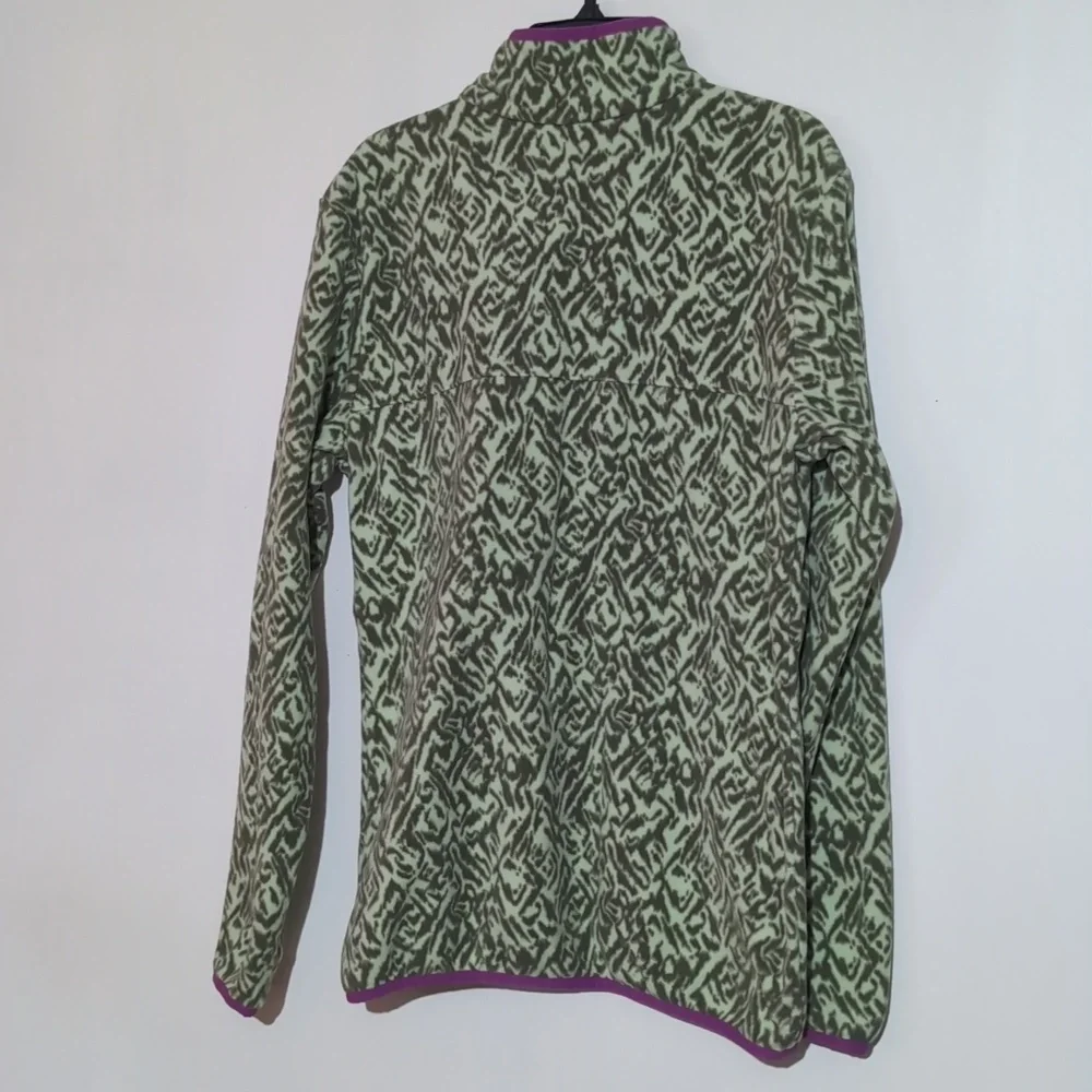 Columbia Green Fleece Pullover Jacket Medium Snap Neck - Picture 3 of 6